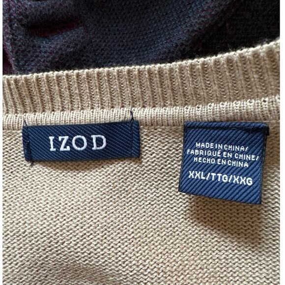 Izod Sweater Men’s Size XXL Tan With Gray Argyle Print - Picture 3 of 4